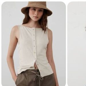 Banana Republic Factory Cream Button-Front Tank Top